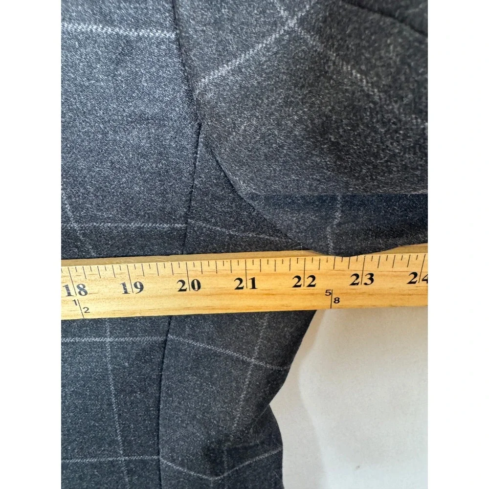 Banana Republic Mens Tailored Wool Blend Windowpane Suit Charcoal Gray 44R 36x34
